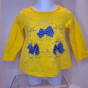 Girls Bold yellow top with bows 12months